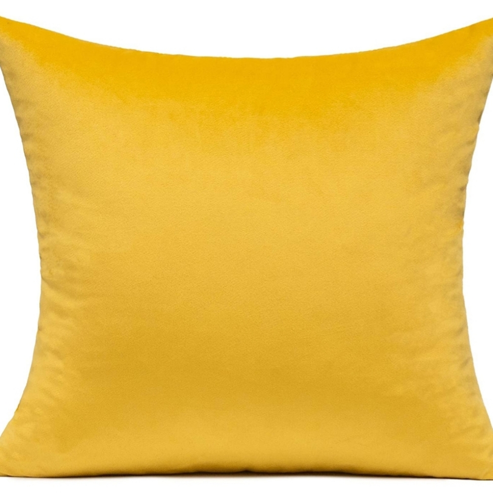 Velvet Yellow Throw Pillow Cover